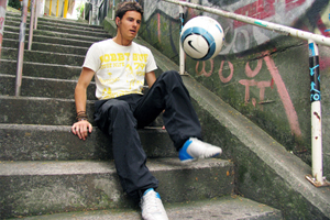 Football freestyle skills during the Billy Wingrove Tokyo freestyle tour